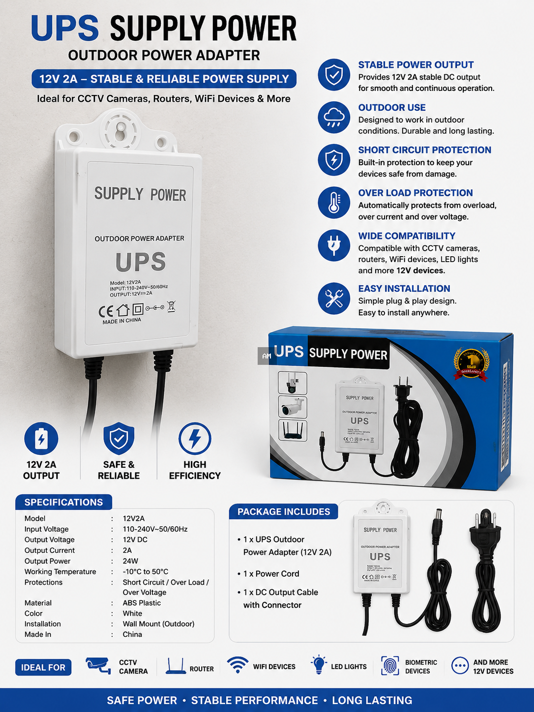 Mini UPS Supply Power for Router, CCTV & Networking Devices